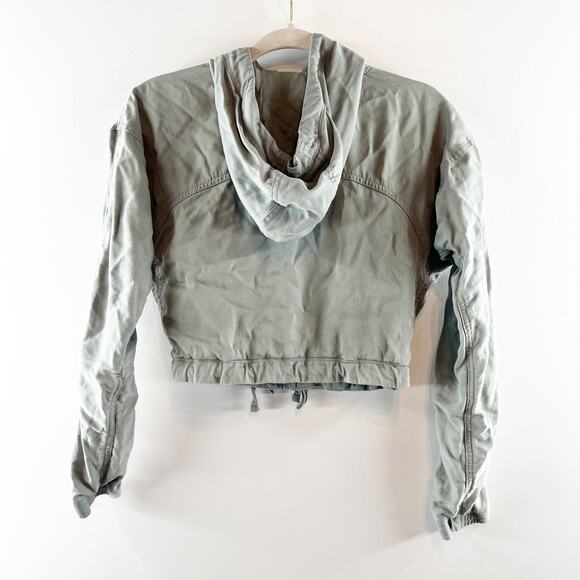 Abercrombie Utility Hooded Cropped Full Zip Jacket Green XXS - Picture 16 of 16